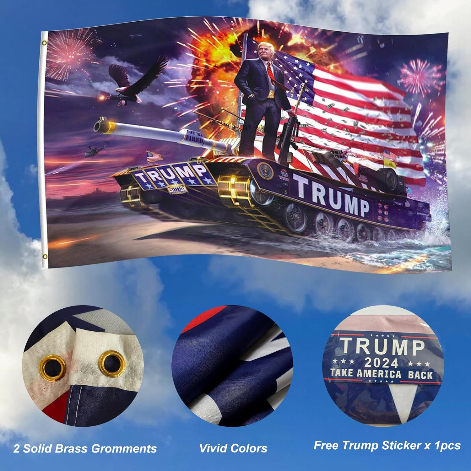 Trump Flag 3X5 Outdoor 2024, Donald Trump Garden Tank Flags Banner Indoor Outdoor for American President (2 Brass Grommets)&hellip; image number 2
