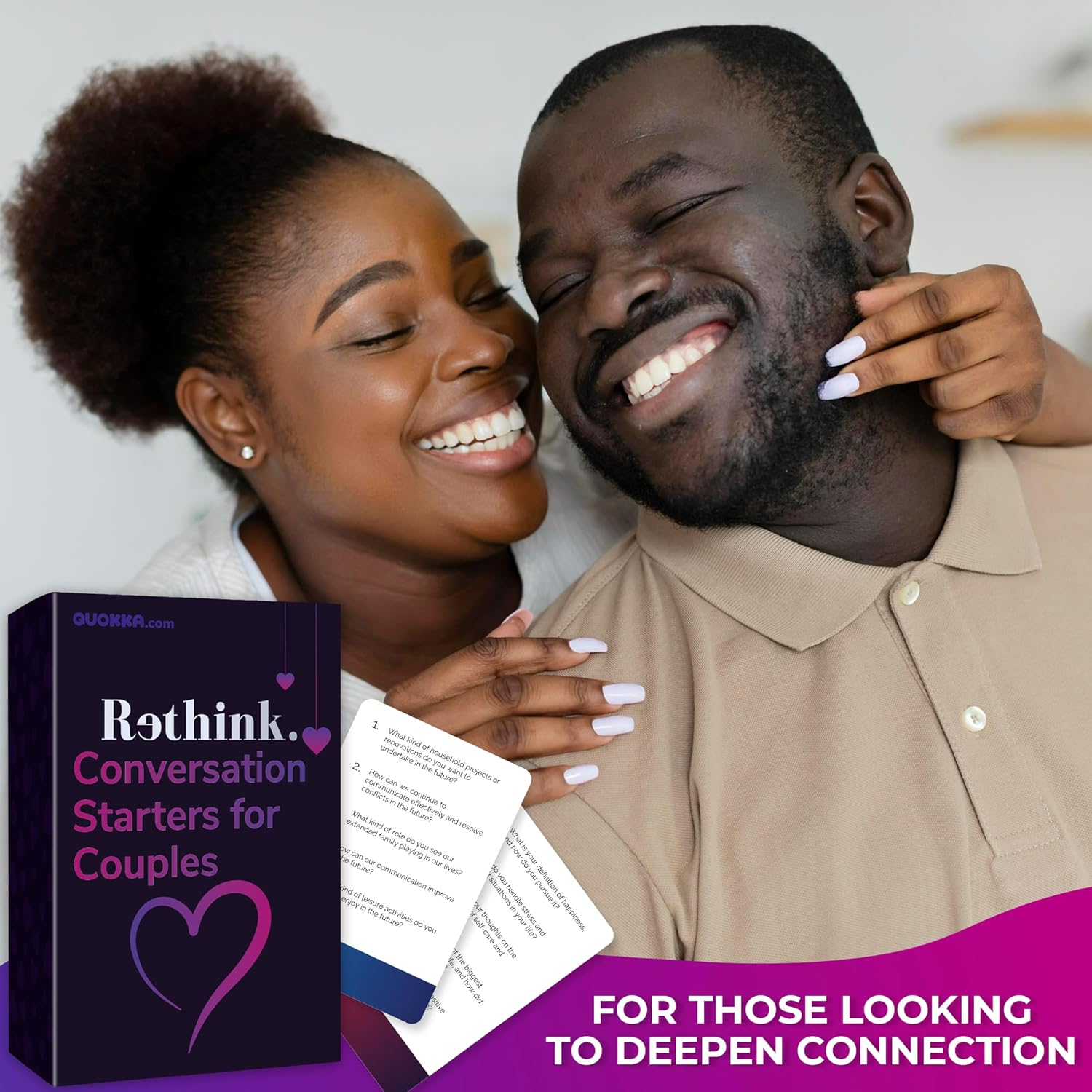 QUOKKA Conversation Cards for Couples Game - Know Me Better Questions for Couples - Wedding Gift | Relationship Connection - Date Night Cards for Married Husband & Wife image number 4