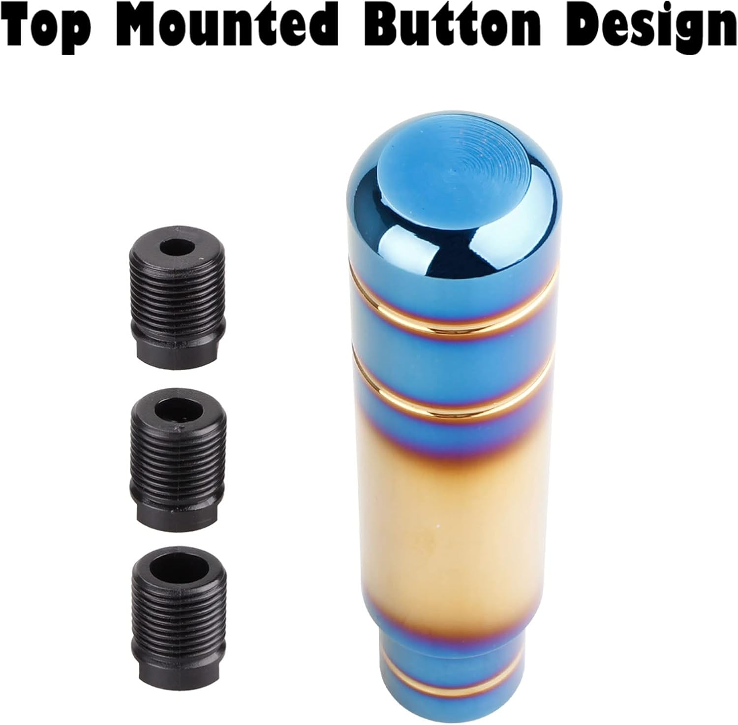 BARTOO Aluminum Alloy Heavy Weighted Shifter Knob, 5" Auto Gear Shift Knob, Car Gear Lever Stick Shifter Handle,With 3 Threaded Adapters M8 M10 M12,Fit Most Automatic Manual Vehicle(Gold Plated) image number 2