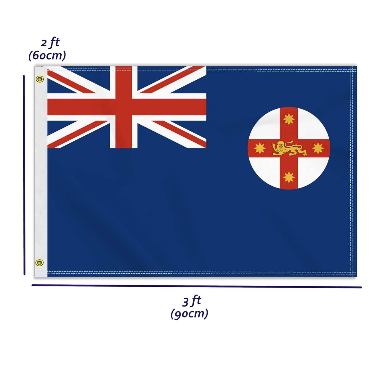 Medium 2&times;3 FT New South Wales State Flag, 60&times;90 CM NSW 100D National Outdoor Banner,Decorgarden with Brass Gromment