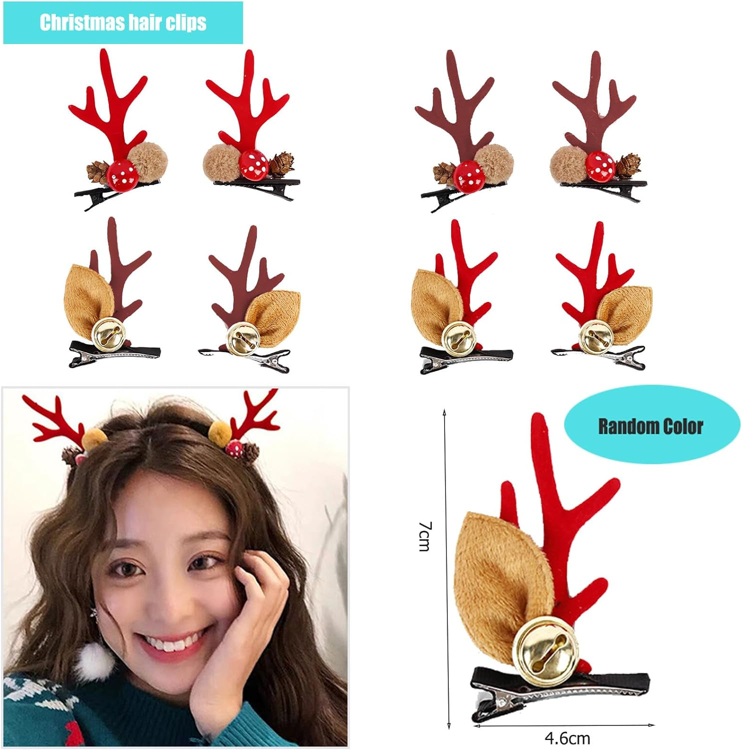 Christmas Glasses Frame and Headbands Set 12Pcs, Cute Head Hat Toppers, Holiday Party Decorations Decorations Gift, Christmas Party Supplies for and Holiday Parties image number 6