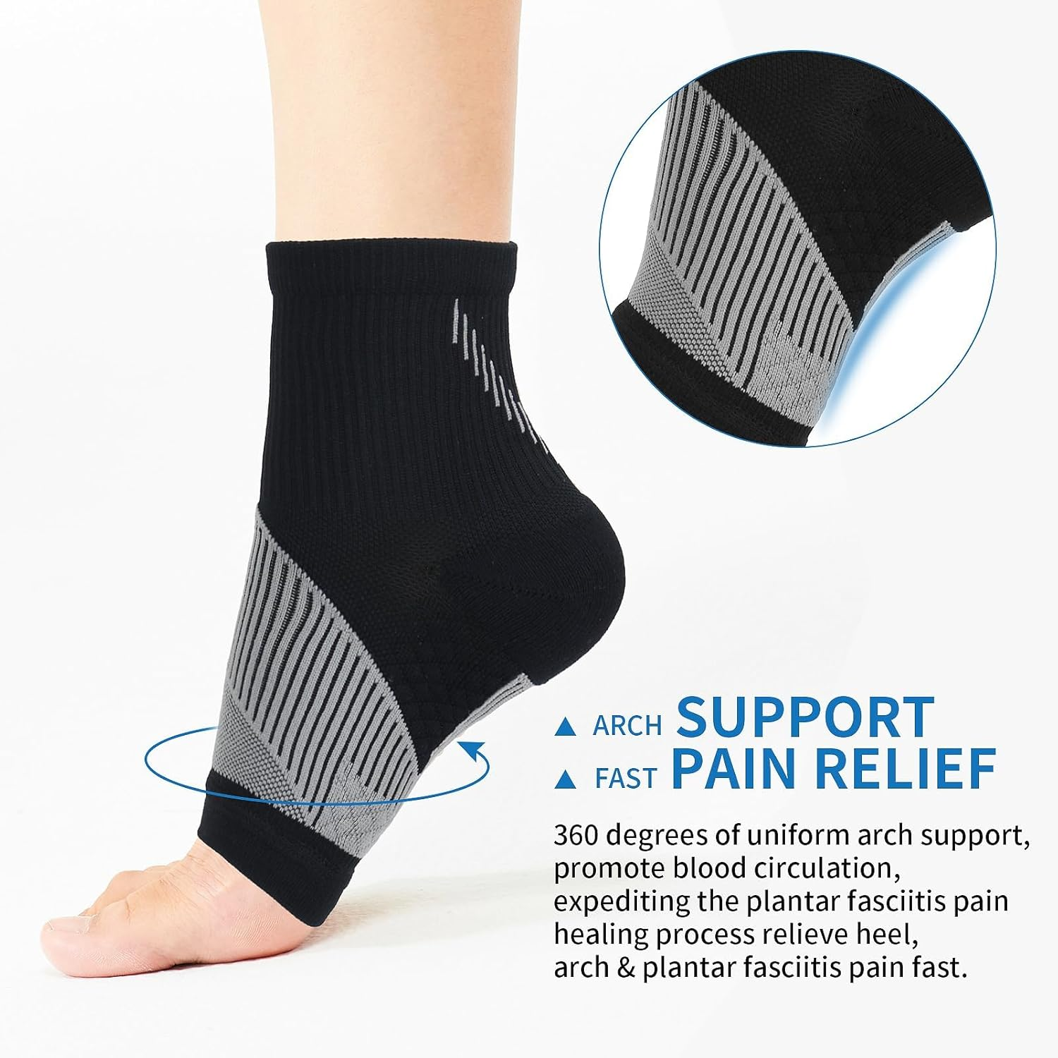 2 Pair Plantar Fasciitis Socks with Arch Support, Foot Care Ankle Brace Compression Sleeve, Eases Swelling & Heel Spurs, Ankle Brace Support, Increases Circulation image number 6