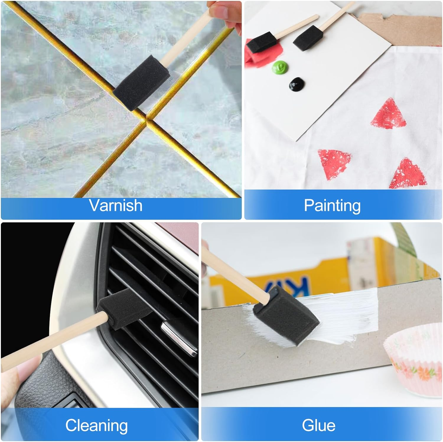 40 Pcs Foam Brush,1&rdquo; Foam Paint Brushes, Wood Handle Sponge Paint Brush, Brushes for Painting for Staining, Varnishes, and DIY Craft Projects