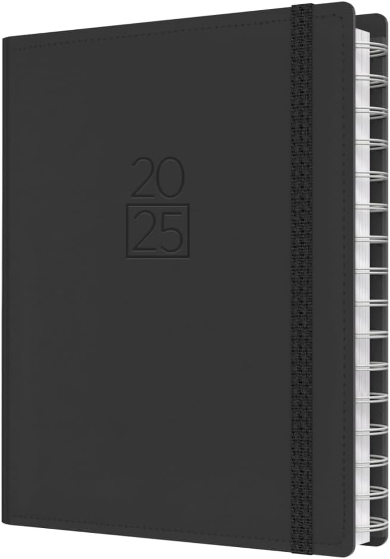 Collins Plan + Note Pro - A5 Week to View with Notepad Calendar Year Diary/Planner - 2025 Charcoal