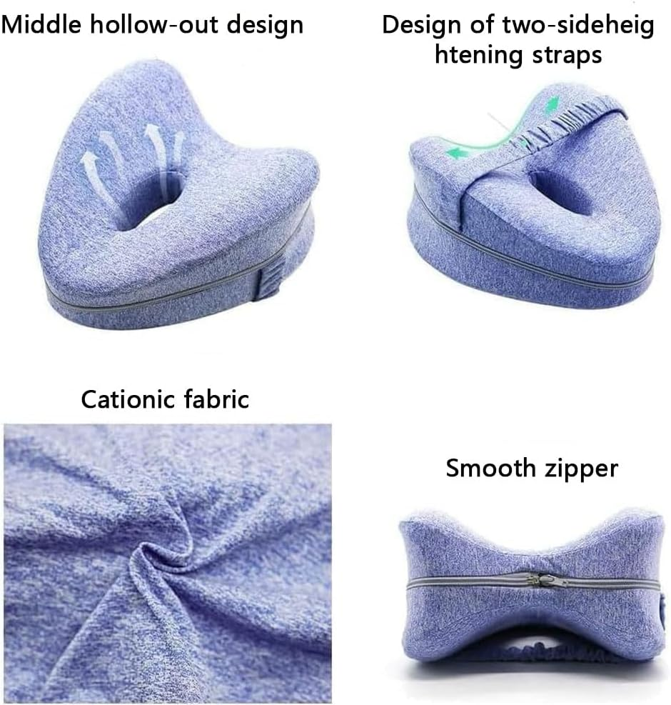 Alignment Leg Pillow for Side Sleepers &ndash; Ergonomic Hip & Sciatica Pain Relief, Spine Support with Hollow Strap, Comfortable Sleep Aid (Blue) image number 1