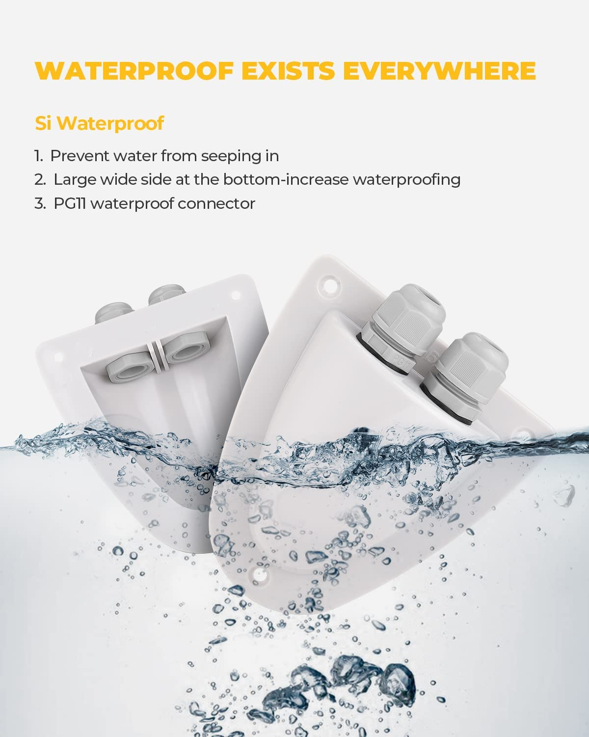 Bougerv White Solar Double Cable Entry Gland Box, RV Roof Waterproof ABS Solar Entry Housing for Rvs, Boats, Yacht, Roofs（White） - 1 Pack--Gray image number 5