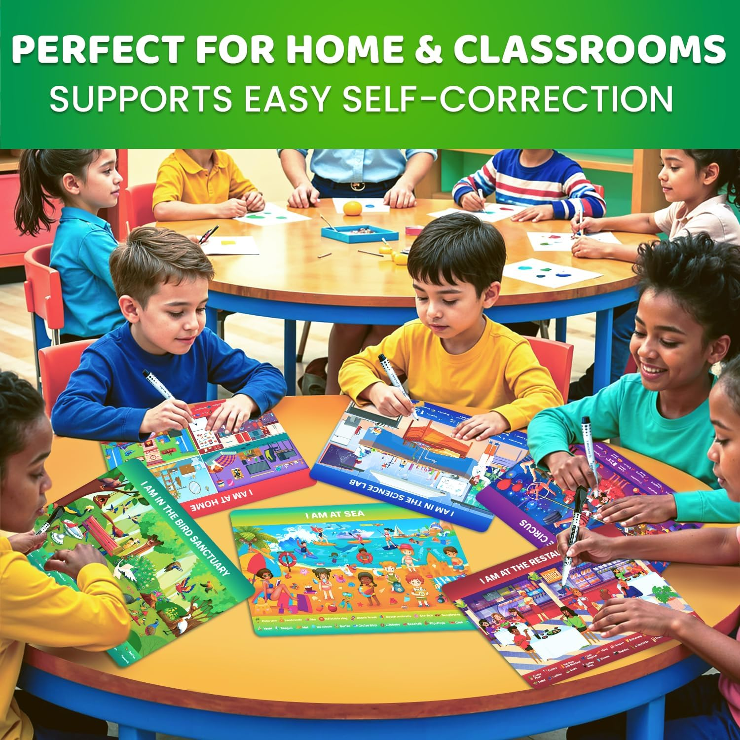 QUOKKA Search and Find Activity Cards for Kids 3-8 &ndash; Reusable Mats with Dry-Erase Marker, Explore 20 Topics, Road Trip Activities, and Travel Games for Kids Ages 3-5, Educational Toy for Preschoolers image number 3