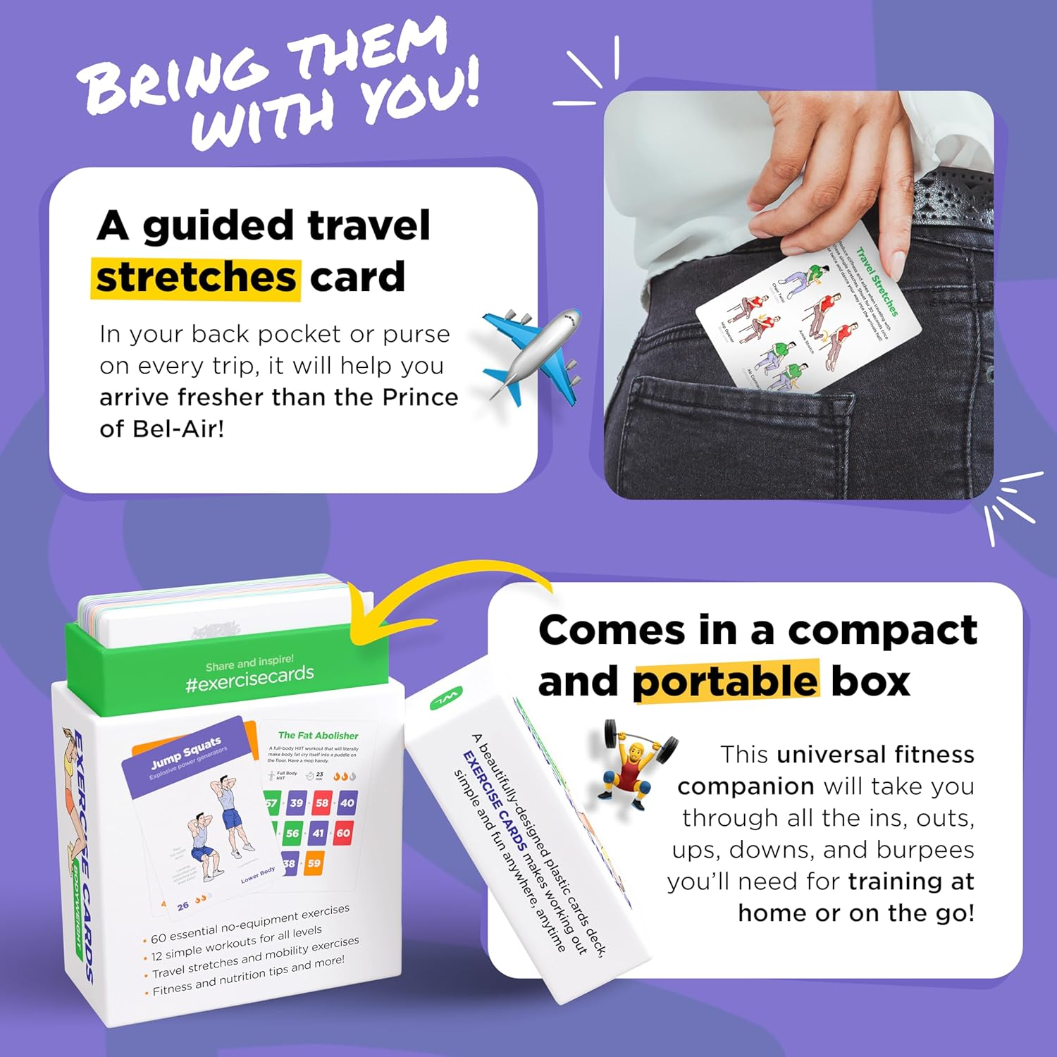 Workoutlabs Exercise Cards: Bodyweight &ndash; Premium Home Workout Cards Deck for Women and Men with 60 Exercises and 12 No Equipment Routines &middot; Premium Plastic Fitness Cards