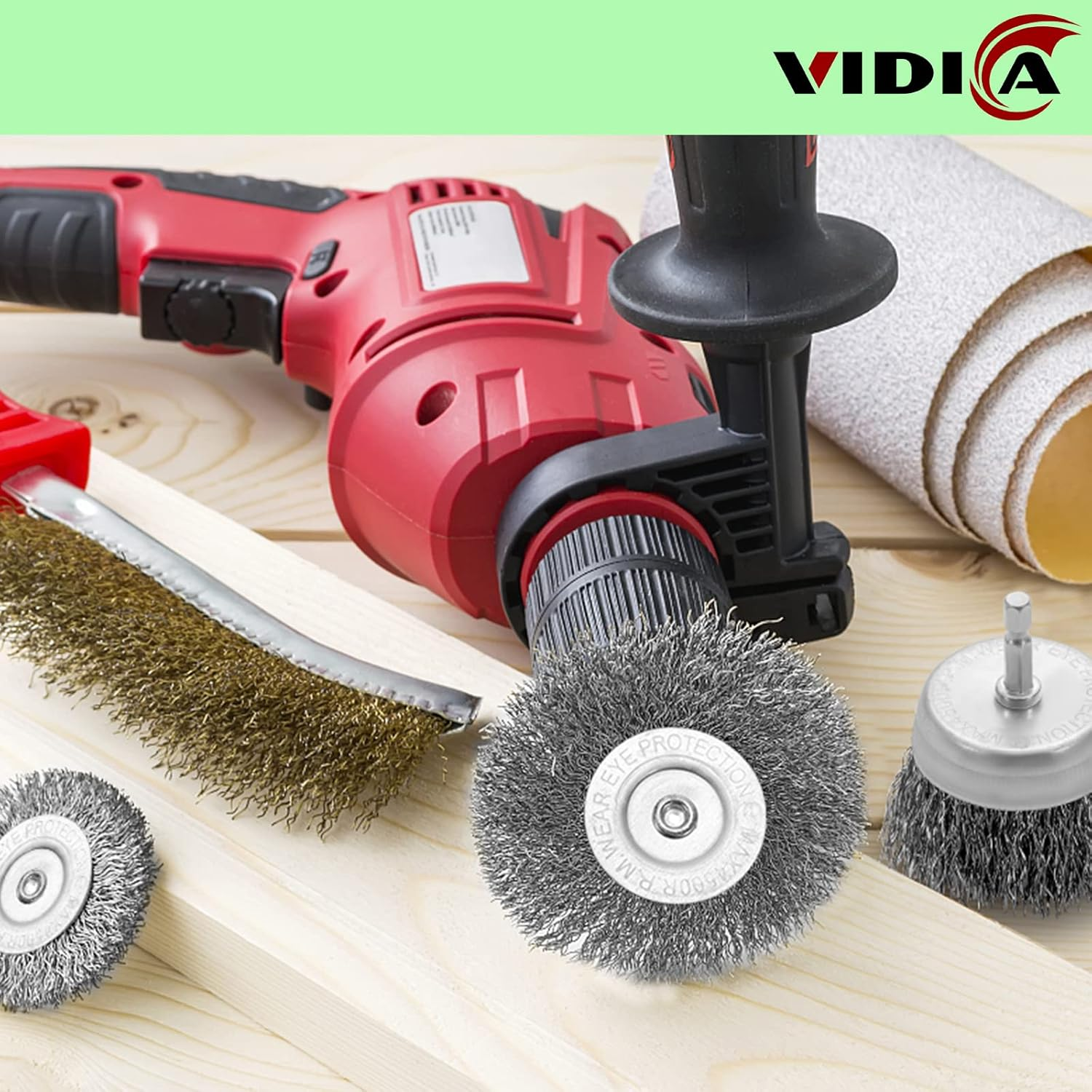 Wire Brush Set 20 Pcs, 1/4 Inch Hex Shank Wheel for Drill, Carbon Steel Brush Set for Cleaning Rust image number 2