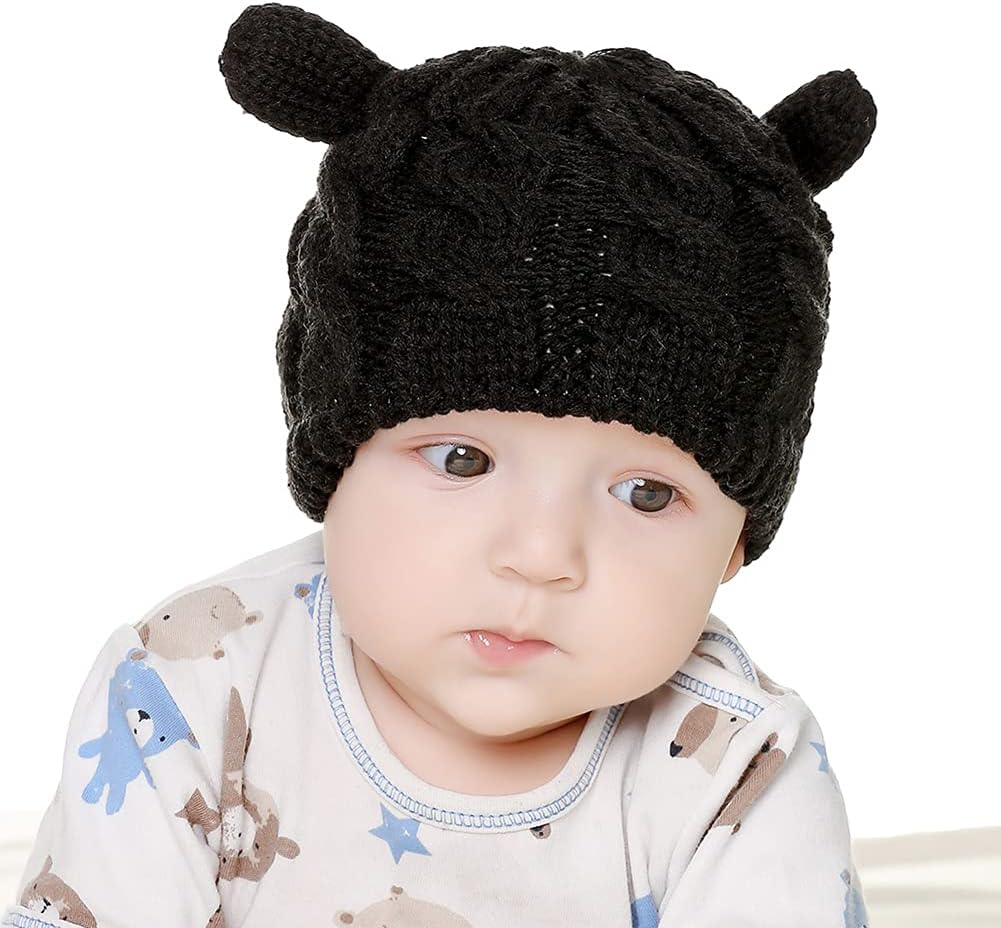 Malaxlx Newborn Baby Infant Toddler Winter Beanie Hat Mittens Set Warm Knitted Hat Glove Set for Girls Boys image number 6