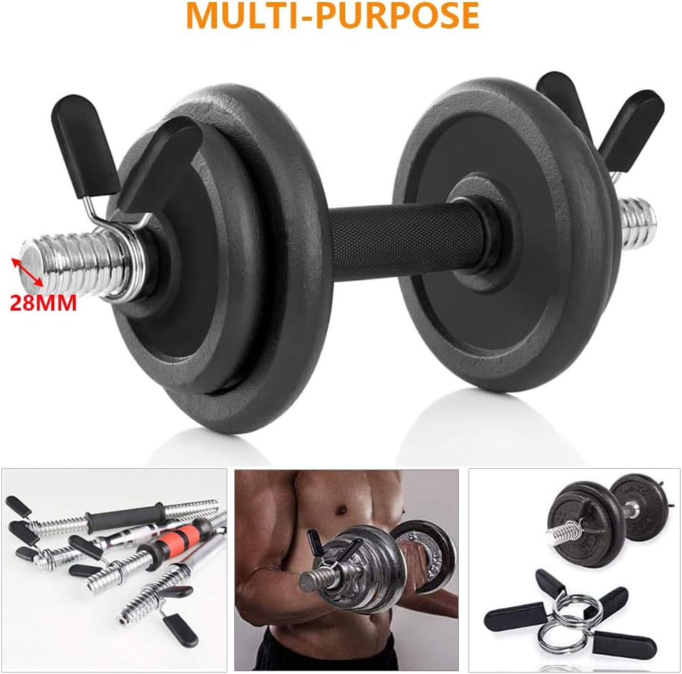 Barbell Clamps, Stainless Steel Spring Collar Clips and ABS Locking Barbell Collar, Pack of 4 Exercise Collars Quick Release Fitness Bar Clips Weight Lifting Dumbbell Weight Bar Clamps - 25Mm image number 2
