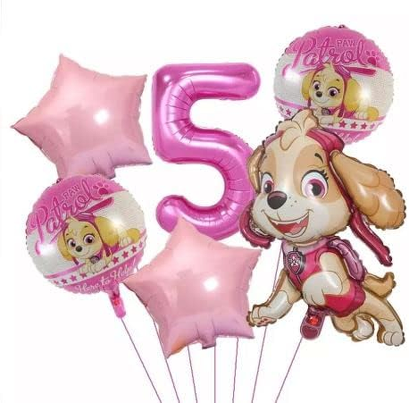 5 PCS Paw Patrol Skye Foil Balloons Birthday Party Supplies for Kids Theme Party Decorations (5)
