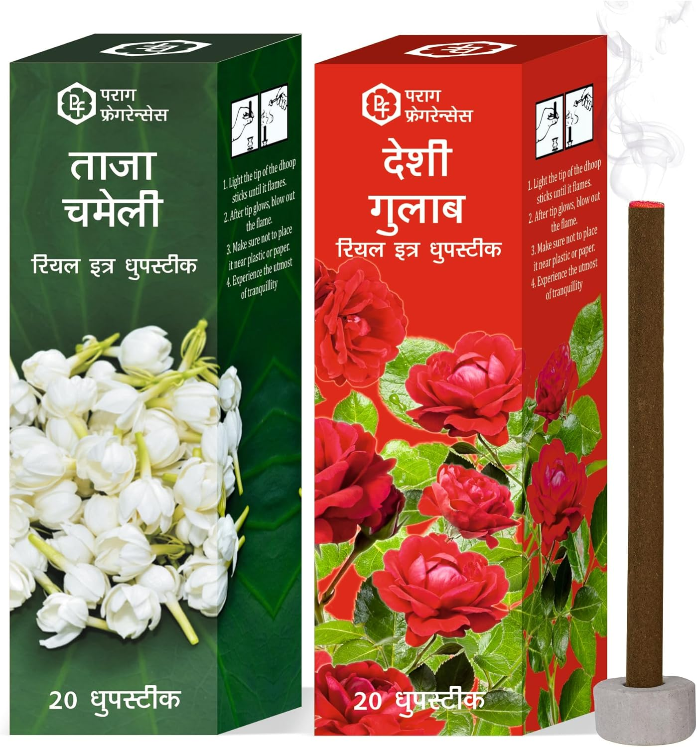 Parag Fragrances Taza Chemeli & Desi Gulab Dhoop Sticks Combo Offer Pack/Extra Dhoop Sticks for Pooja & Home Fragrance 20Pc + 20Pc = 40Pc Dhoop Sticks image number 4
