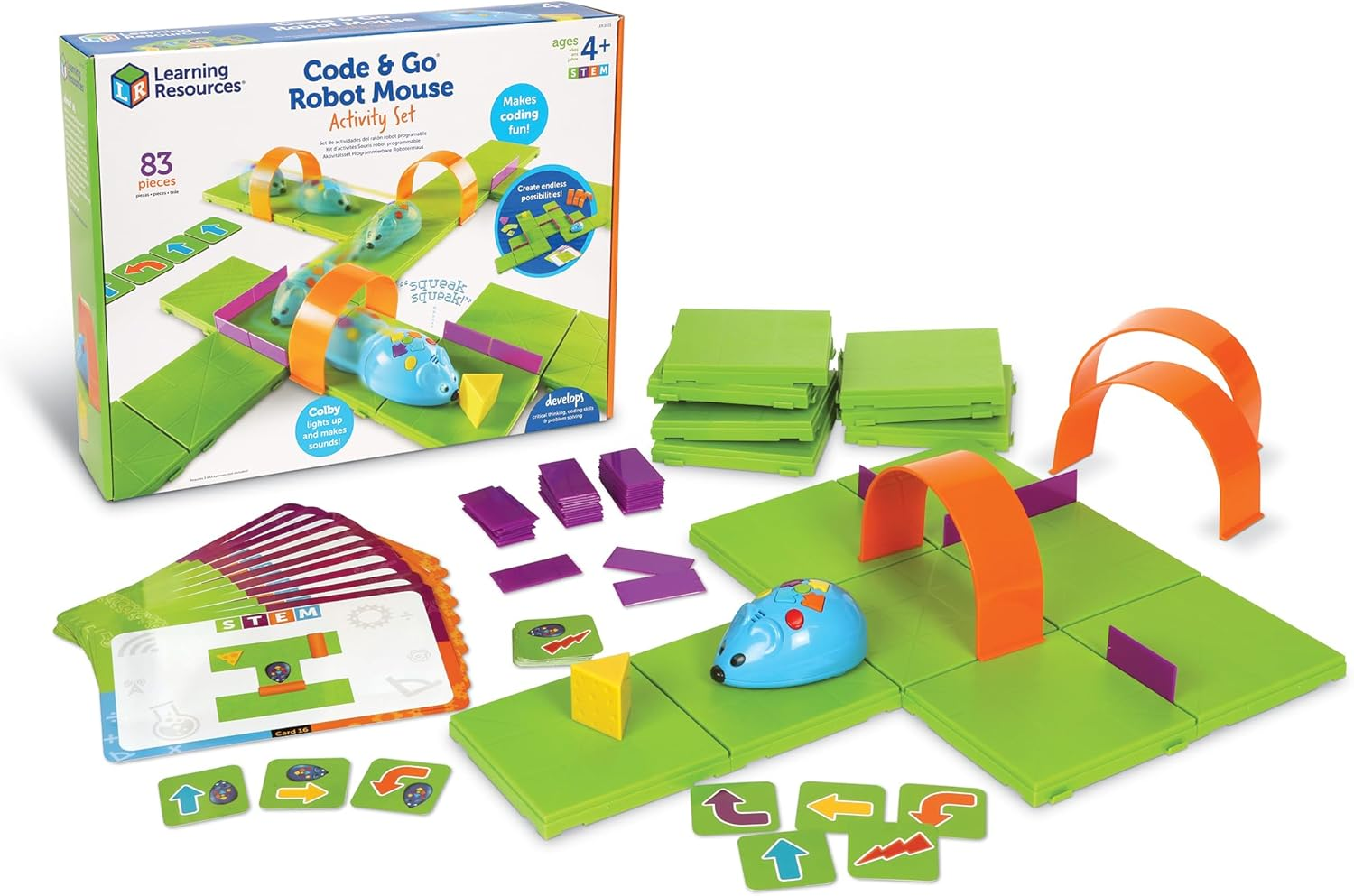 Learning Resources LER2831 Code & Go Robot Mouse Activity Set, 83 Pieces Multi-Color image number 4