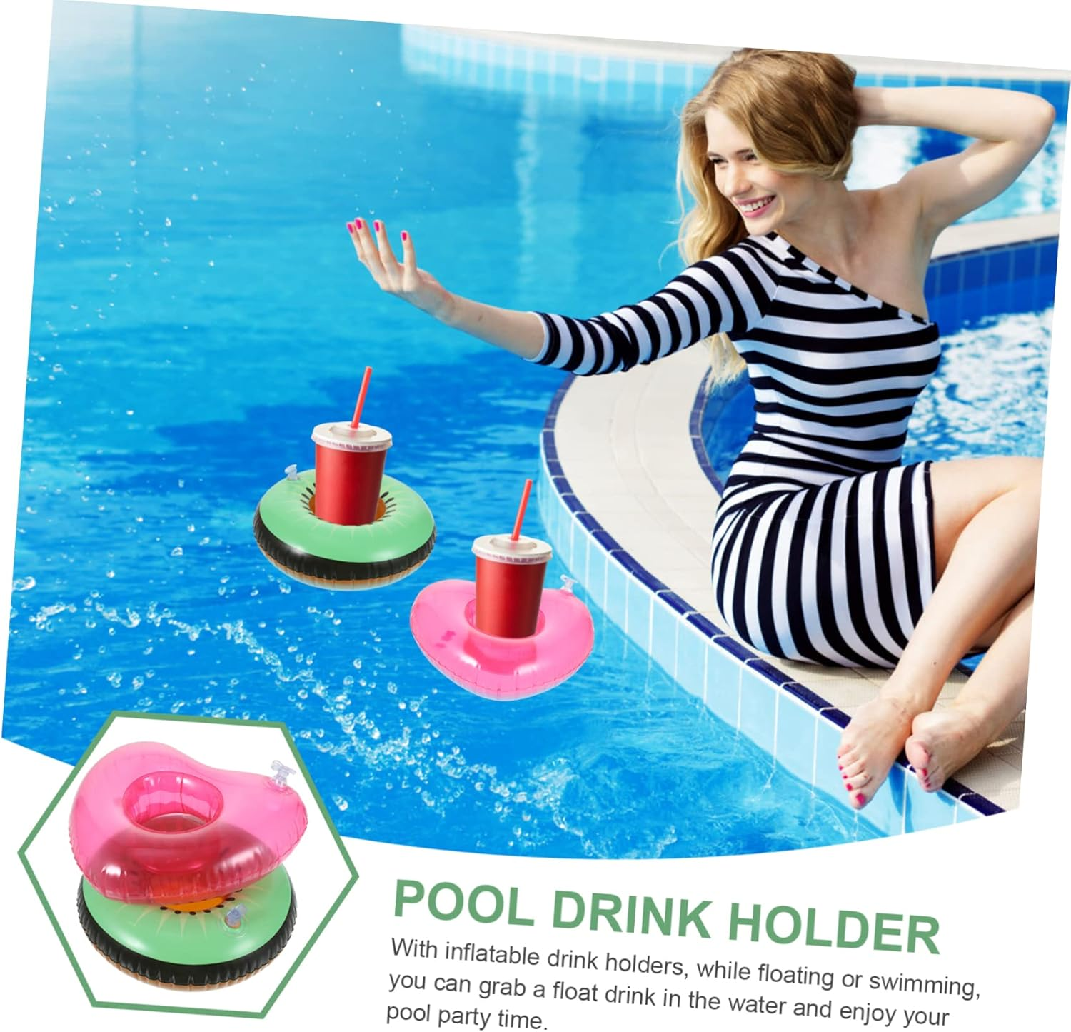 SAFIGLE 4Pcs Inflatable Drink Holder Pool Drink Float Inflatable Cup Holders for Adults Swimming Pool Party image number 6