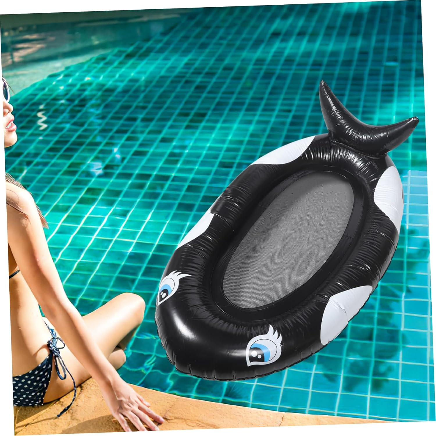 Foldable Inflatable Pool Hammock Fine Mesh Multi-Functional Floating Recliner for Adults Portable Chair for Relaxing Pool Beach image number 1