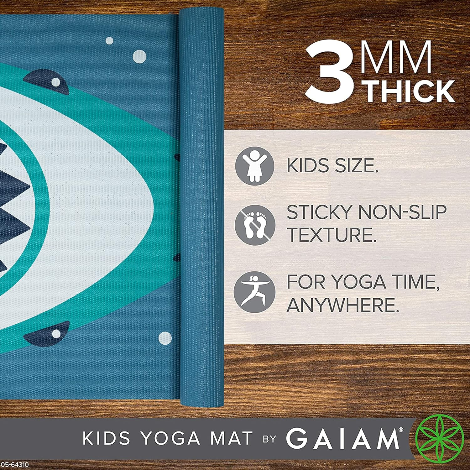 Gaiam Kids Yoga Mat Exercise Mat, Yoga for Kids with Fun Prints - Playtime for Babies, Active & Calm Toddlers and Young Children (60" L X 24" W X 3Mm Thick) - Ballerina image number 2