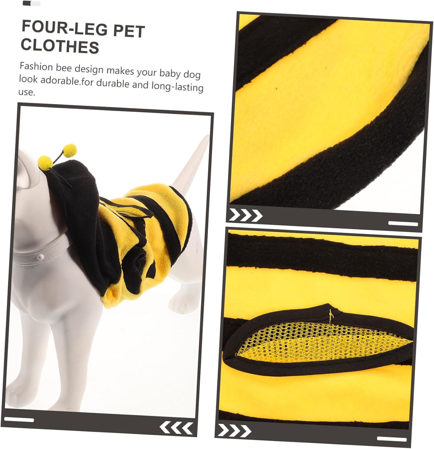 BESPORTBLE 2Pcs Pet Dress-Up Costume Dog One-Piece Clothes Bee Cosplay Four-Leg Pet Clothes for Puppy Xs Supplies Random Style image number 1