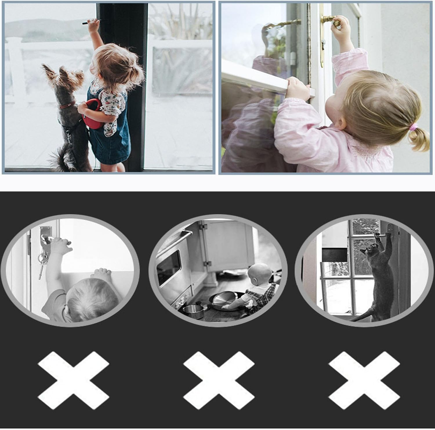 4Pack Child Proof Door Lever Locks,Heavy Duty Door Handle Locks for Baby Safety and Deter Pet Opening the Door, No Drilling Baby Proofing Door Locks（Black image number 1