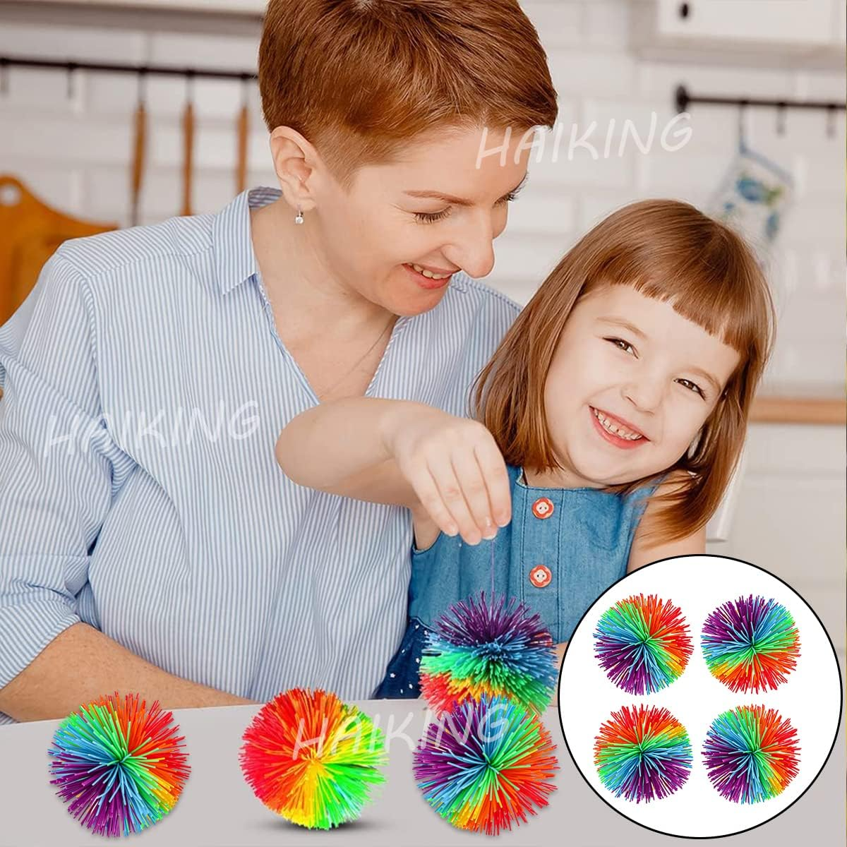 Color Stringy Balls, 4 Pcs Colorful Silicone Ball for Calming, Relaxing, Autism Children, Birthday Party Toy, Gift(7Cm/2.76In)