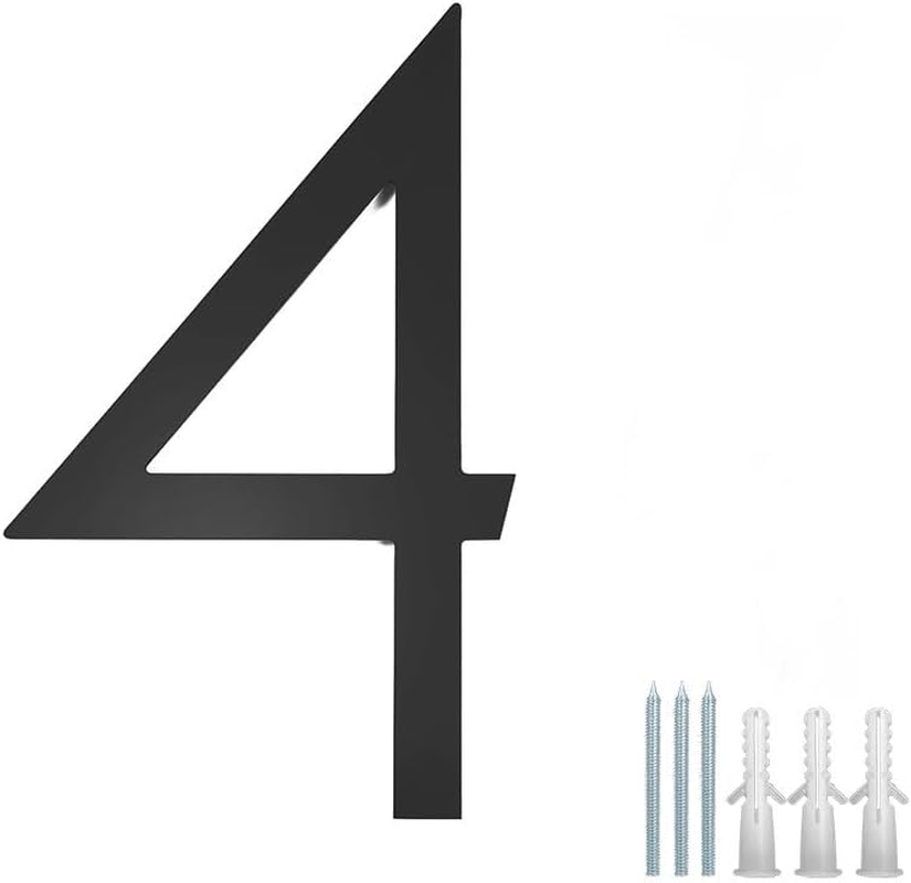 12" Large Stainless Steel Floating House Number, Metal Modern House Numbers, Mailbox Decor Number with Nail Kit for Outdoor Mailbox Yard Home Wall Doorgarage Gate,Coated Black (Black-4) - Black-1 image number 4