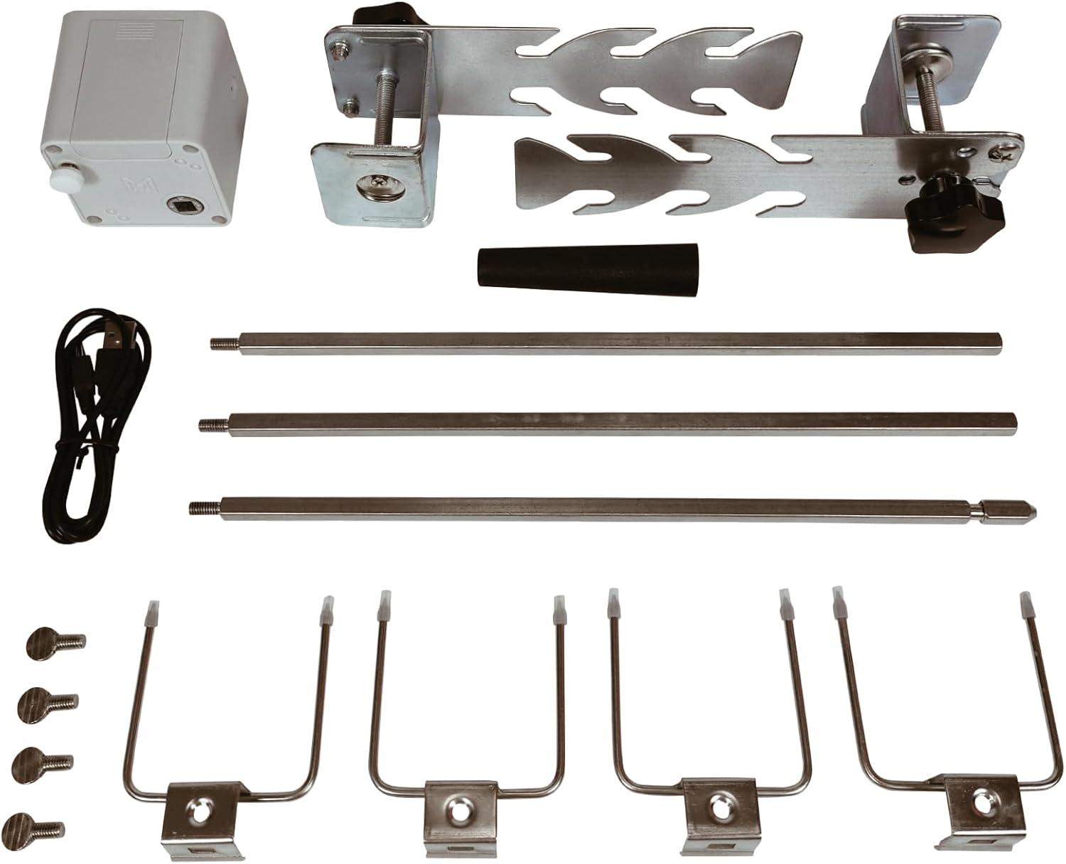 Universal Replacement Rotisserie Kit USB AAA Batteries DC 5V Quick Install Portable Spit Grill Outdoor Camping BBQ Heights Adjustable Length Cooking Tool Roaster Accessories Chicken(90-D) image number 5