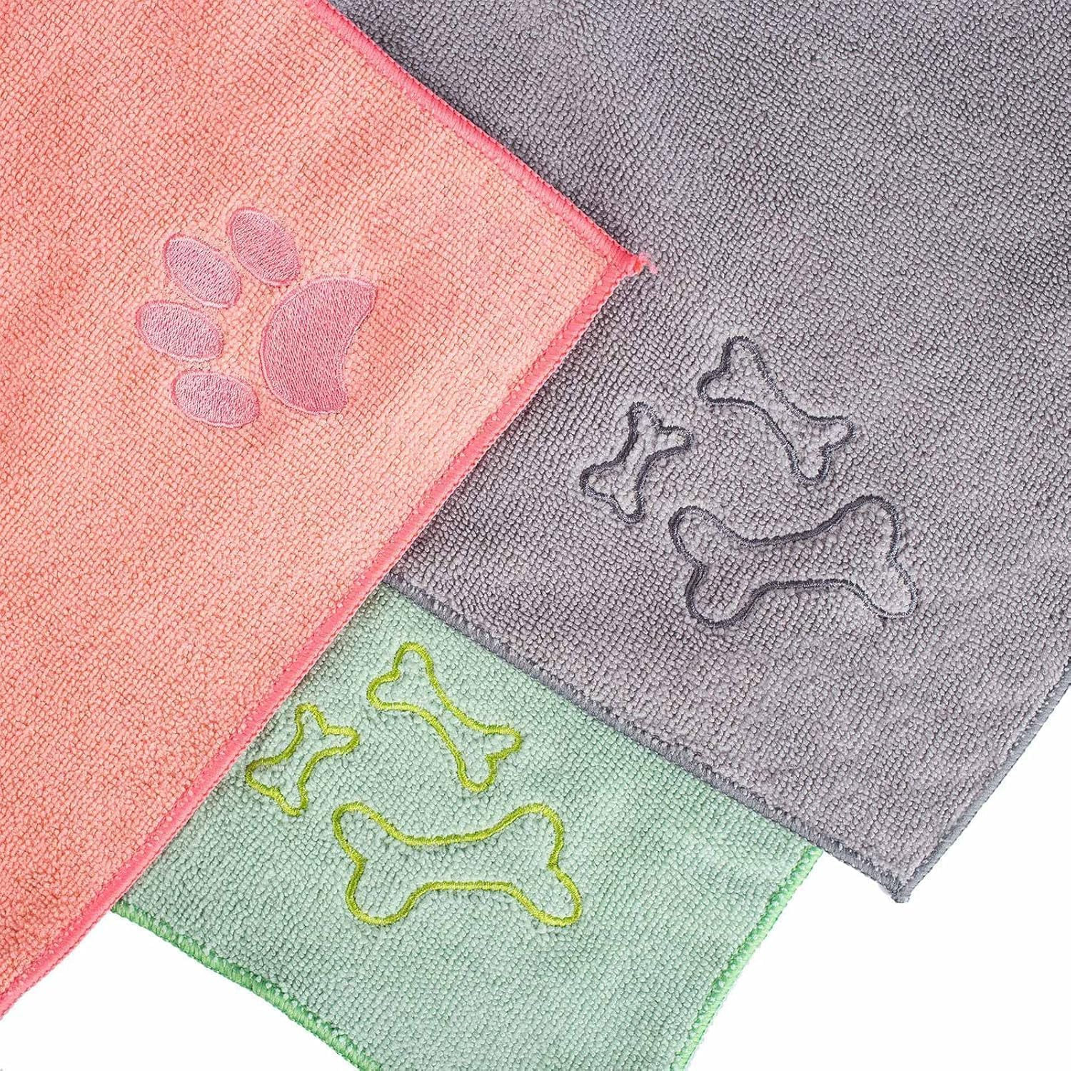 Quick Dry Microfiber Pet Towels for Cats and Puppies, Pack of 3 Large 100X50Cm Super Absorbent Dog Bath Towels - Shower Essentials image number 6