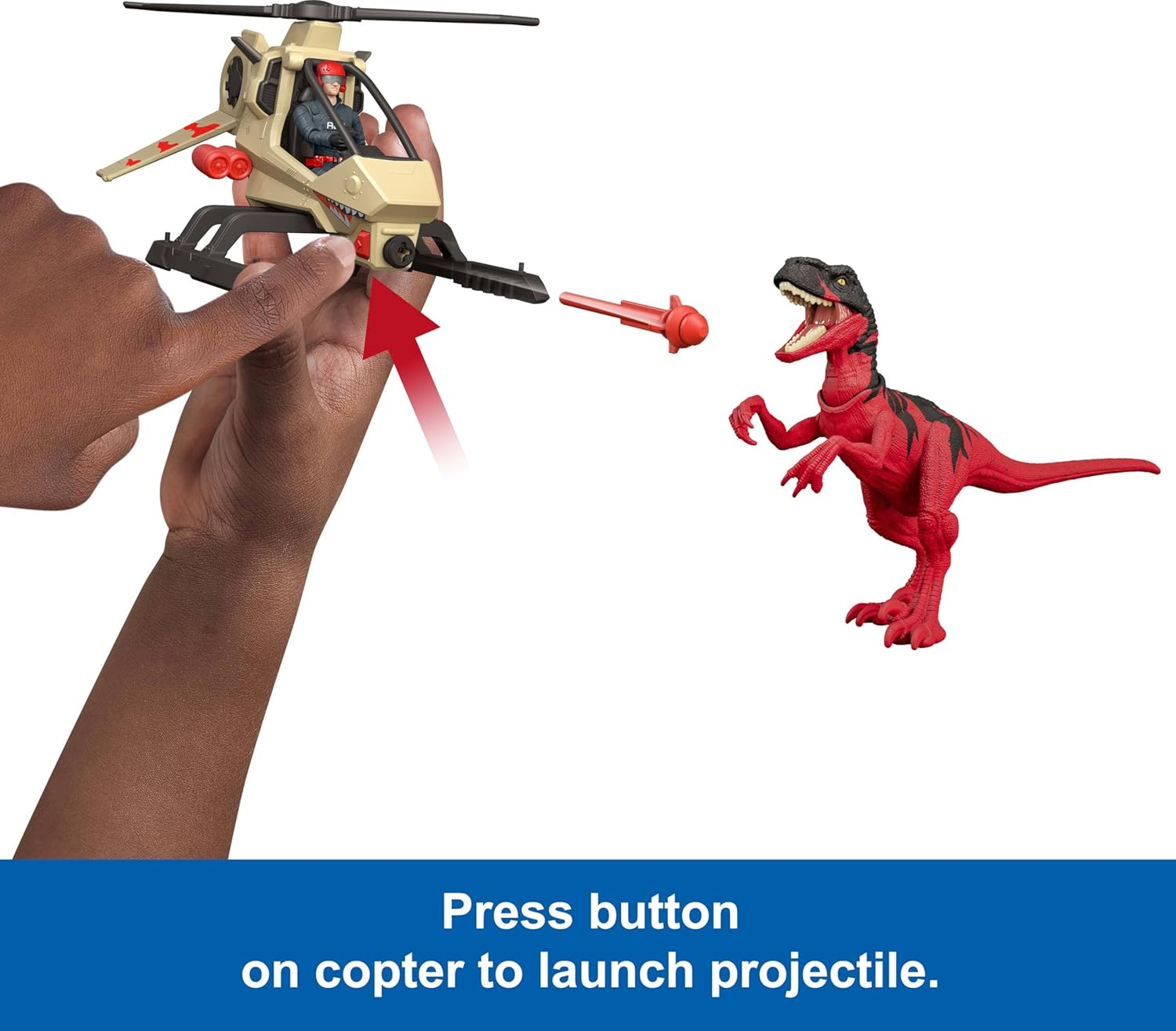 Jurassic World Legacy Collection Reimagined Helicopter, Dinosaur & Human Pack with Projectile, Atrociraptor, Chopper Chase, Digital Play image number 4