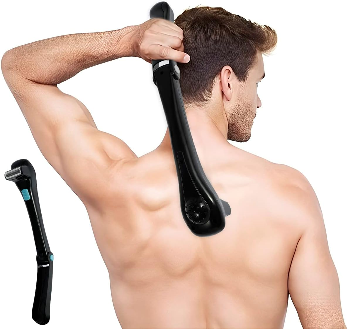 Electric Back Hair Shaver - 180 Degrees Foldable Back Shavers Removal Shave Wet or Dry Detachable Body Hair Trimmer for Men Travel image number 3