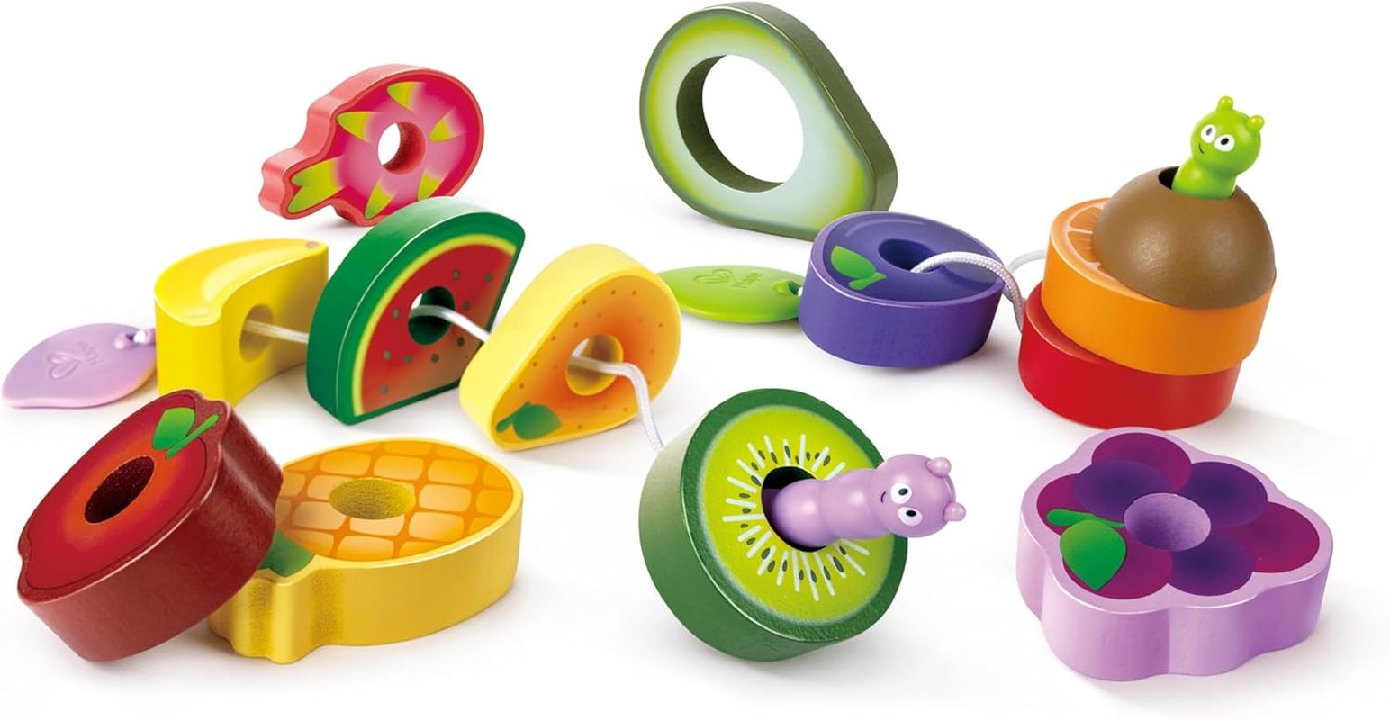 Hape Wooden Fruit Sorting Caterpillar - Educational Food Learning Toy Set - Color Matching and Counting Game for Toddlers and Preschoolers image number 3