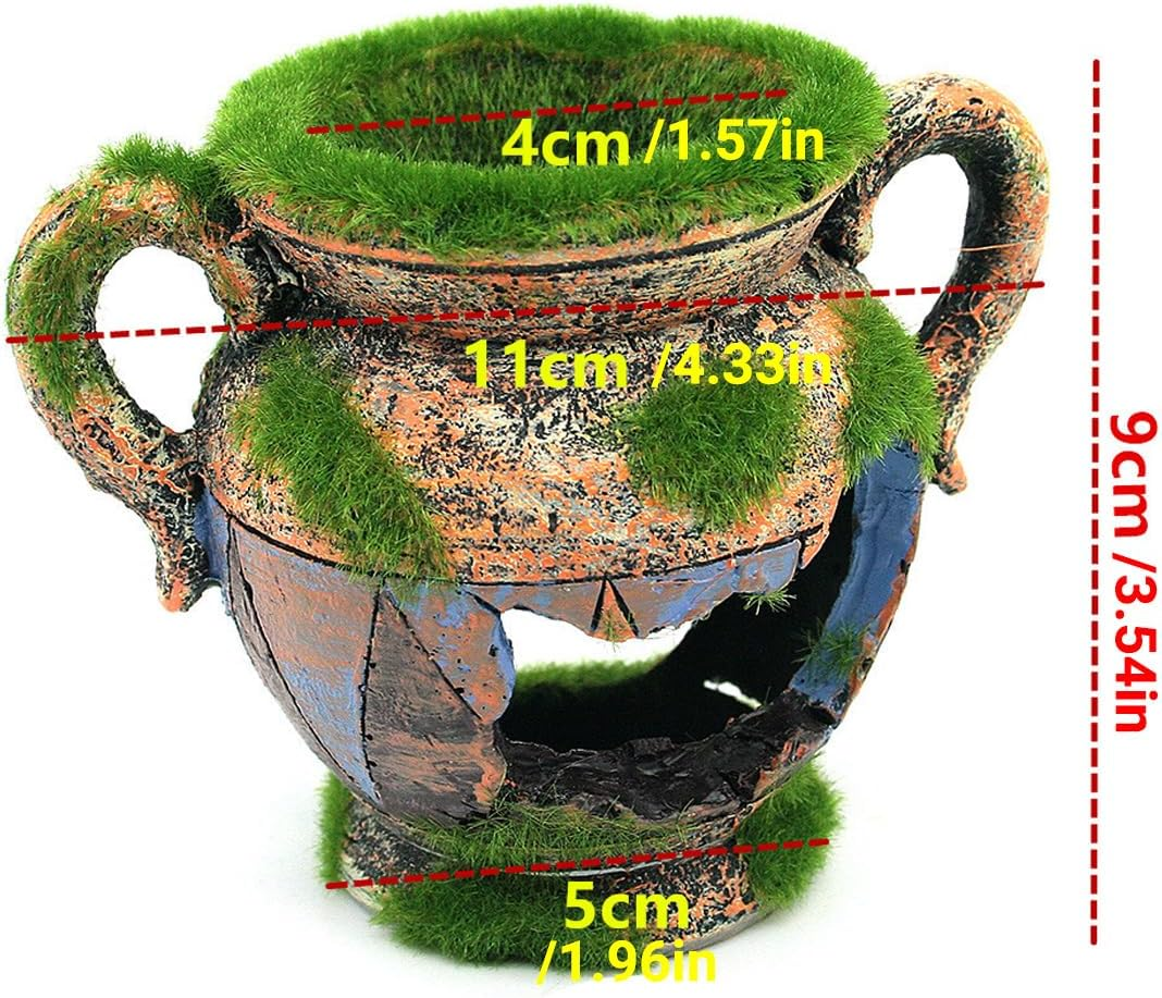 AIMALL Aquarium Moss Vase Landscape Decoration, Resin Fish and Shrimp Hiding Nest, Simulated Moss Flower Pot, 4.33 X 3.54 Inches for Aquarium Tank image number 4