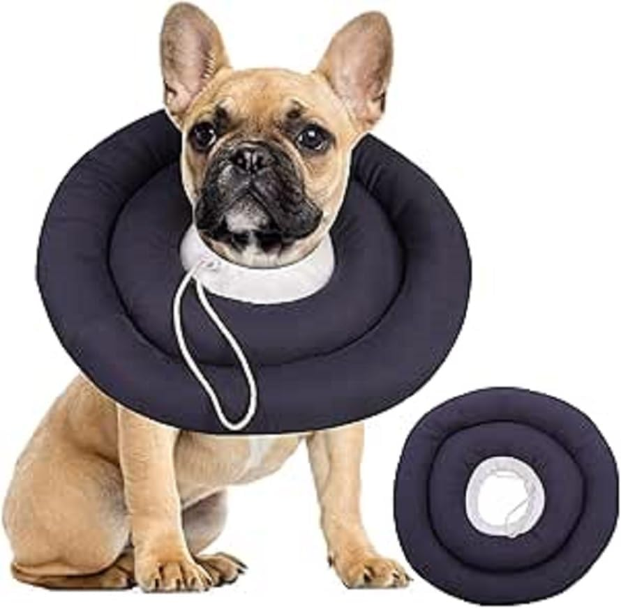 Dog Recovery Collar, Waterproof Soft Dog Cone after Surgery, Comfy Protective Elizabethan Collar Alternative for Dogs Cats, Adjustable Pet Neck Donut Cone Anti-Licking Biting Wounds (Navy Blue, M)