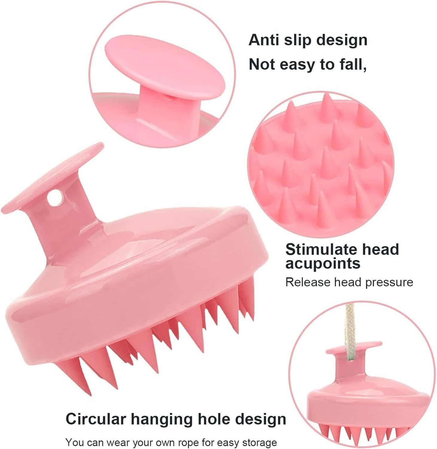 4Pcs Root Comb Applicator Bottle and Hair Massage Brush ，Hair Oil Dye Applicator with Graduated Scale for Precise Application Ideal for Coloring and Scalp Treatment (Pink) image number 3