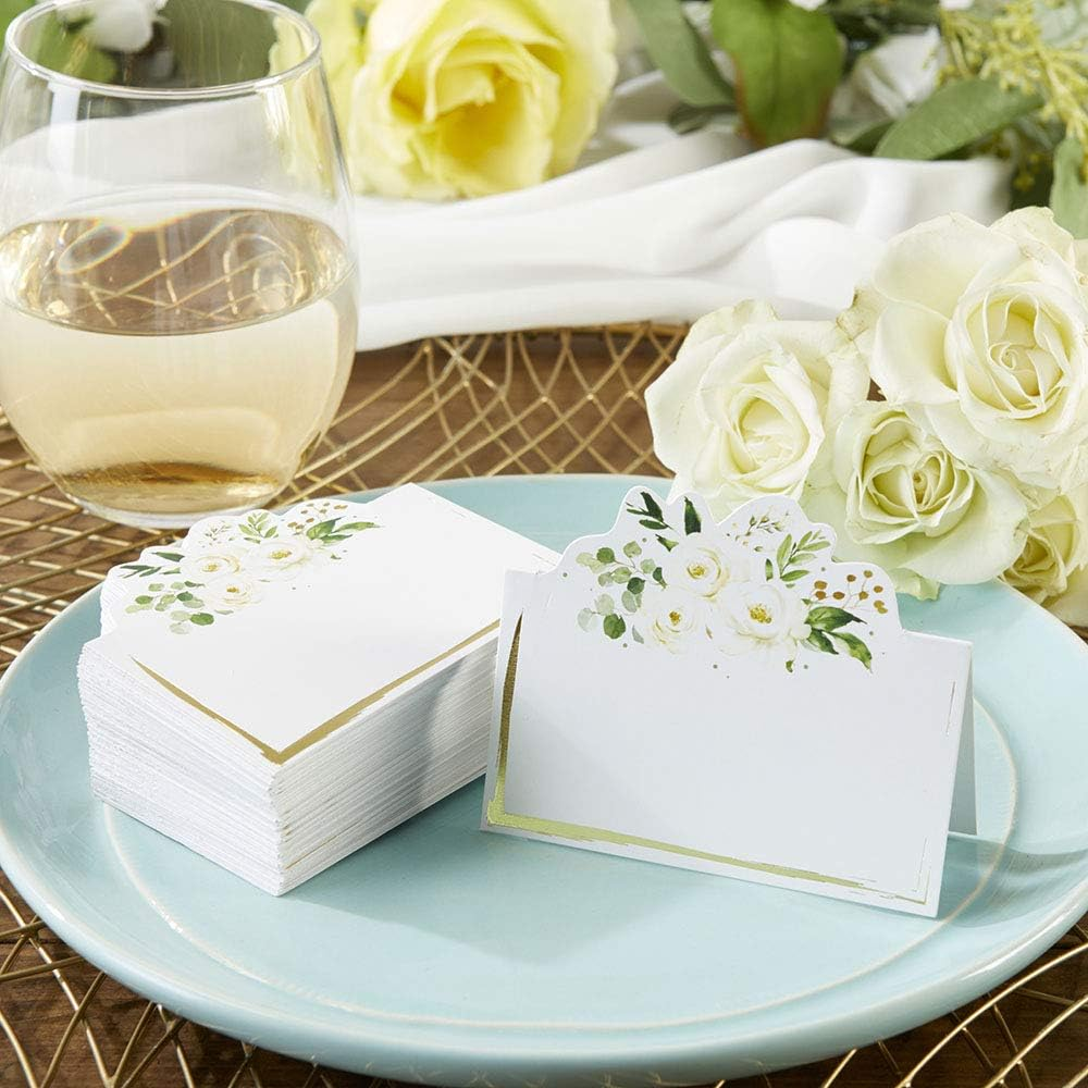 Kate Aspen Sage Green Party Decorations, Eucalyptus Floral Tent Place Cards (Set of 50) - Perfect for Greenery Baby Shower & Bridal Showers image number 1