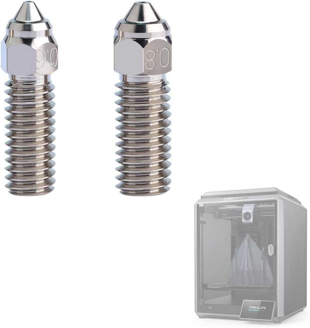 LEOWAY 3D Printer K1 Nozzle Kit, High Flow High-Temperature Resistance 3D Printer Copper Alloy Nozzle Kit for K1, K1 Max（0.6Mm, 0.8Mm）