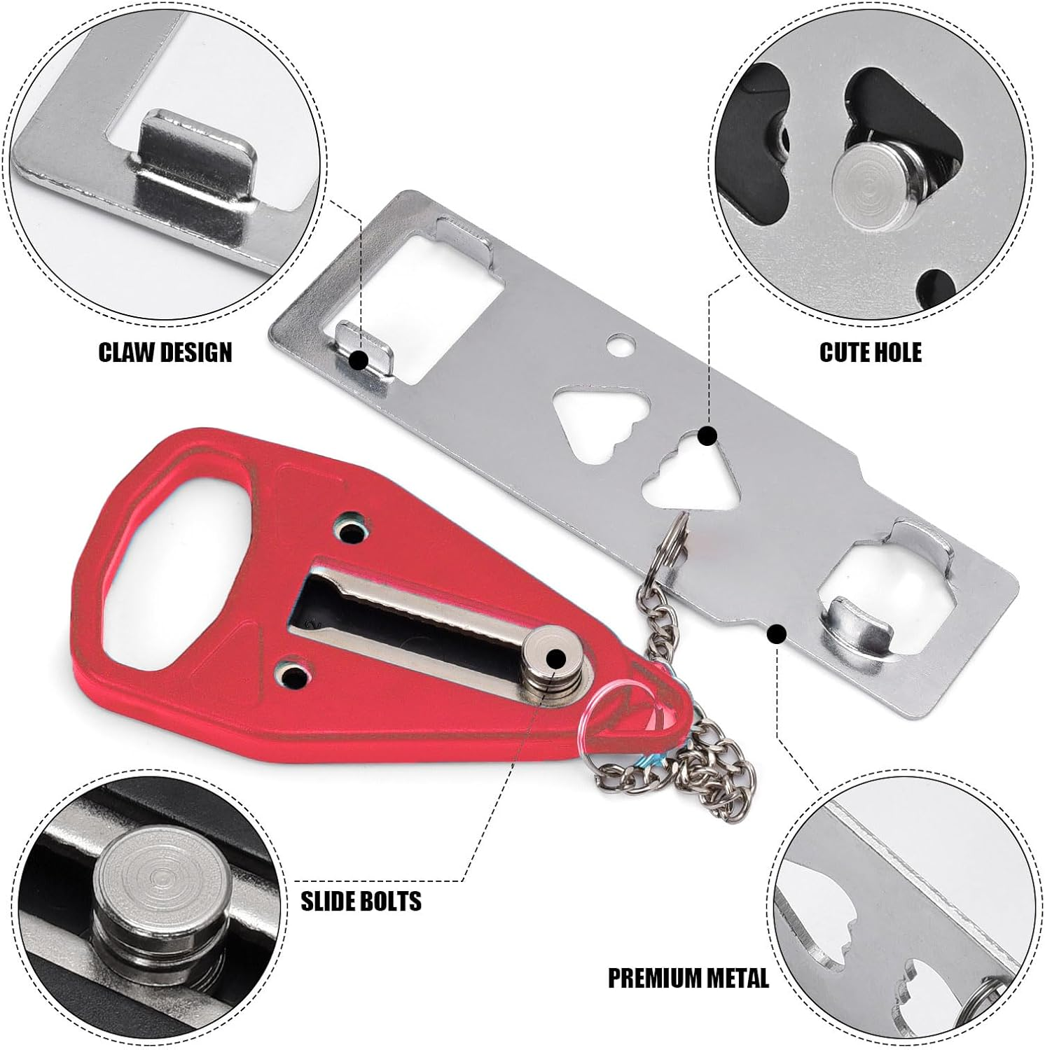 Portable Door Lock for Travel, Door Lock Self-Defense Security Device for Home, Apartment, Hotel, Living Motel, School Dorm, House image number 2