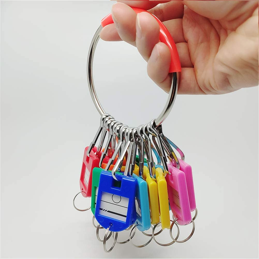 Portable Metal Ring Key Organizer with 16 Spring Hooks & Key Tags with Ring and Label Window image number 3