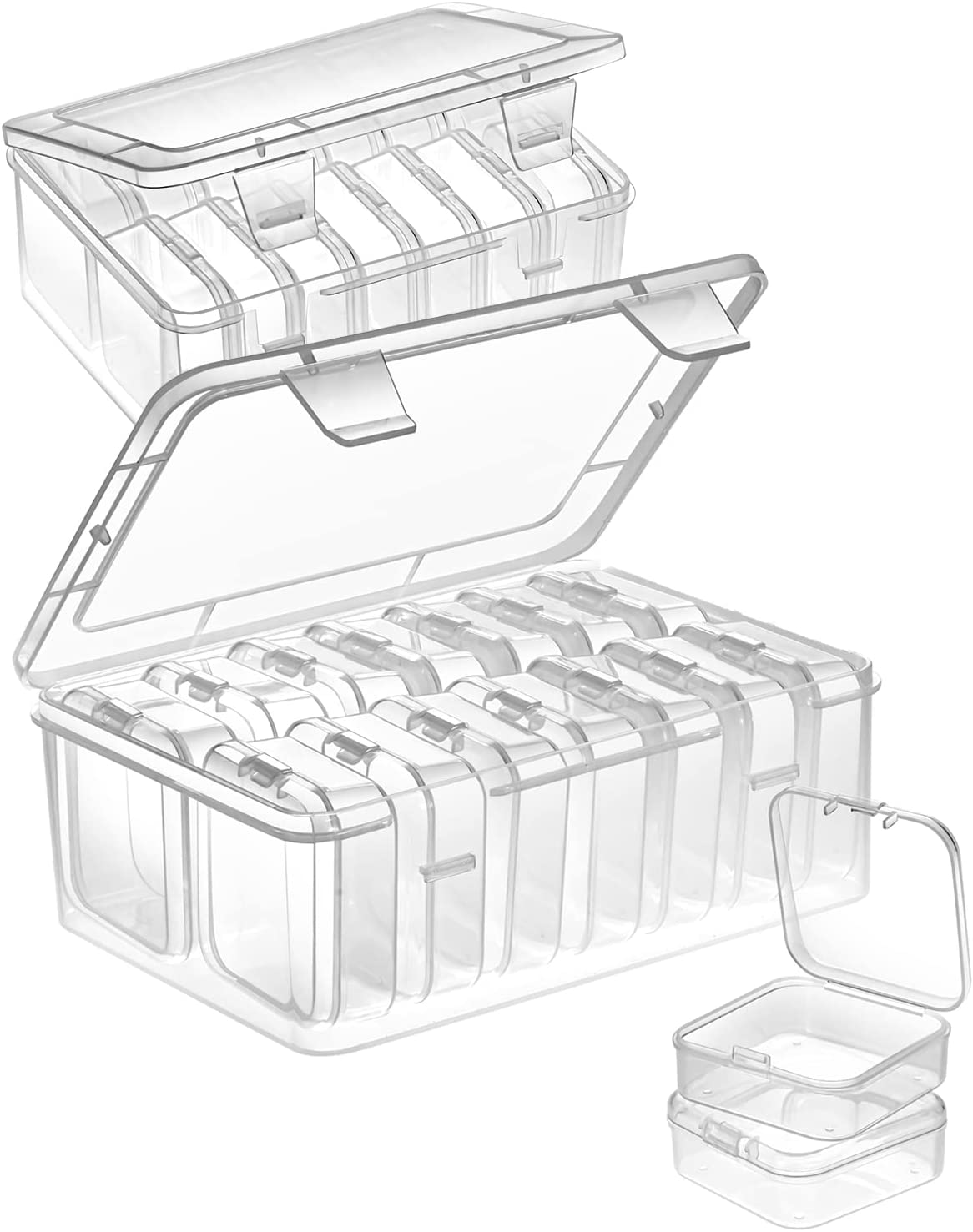 Mathtoxyz Small Bead Organizers, 30 Pieces Plastic Storage Cases Mini Clear Bead Storage Containers Transparent Boxes with Hinged Lid and Rectangle Clear Craft Supply Case image number 6