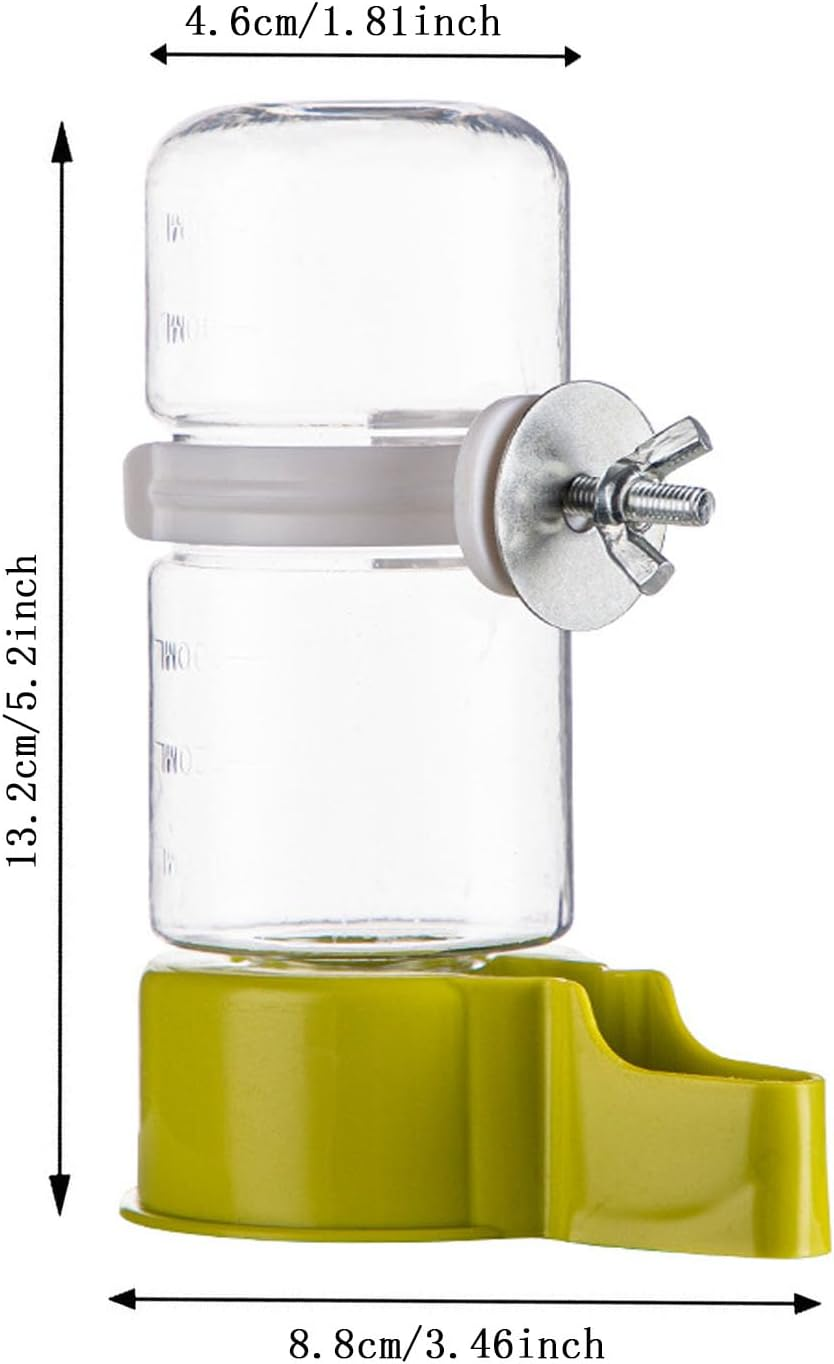 Automatic Bird Water Dispenser, Feeder, Parrot Feeder, Bird Cage Suspended Automatic Bird Feeder Water Bottle with Secure Cage Mount, Rabbit Watering System (Green) image number 3