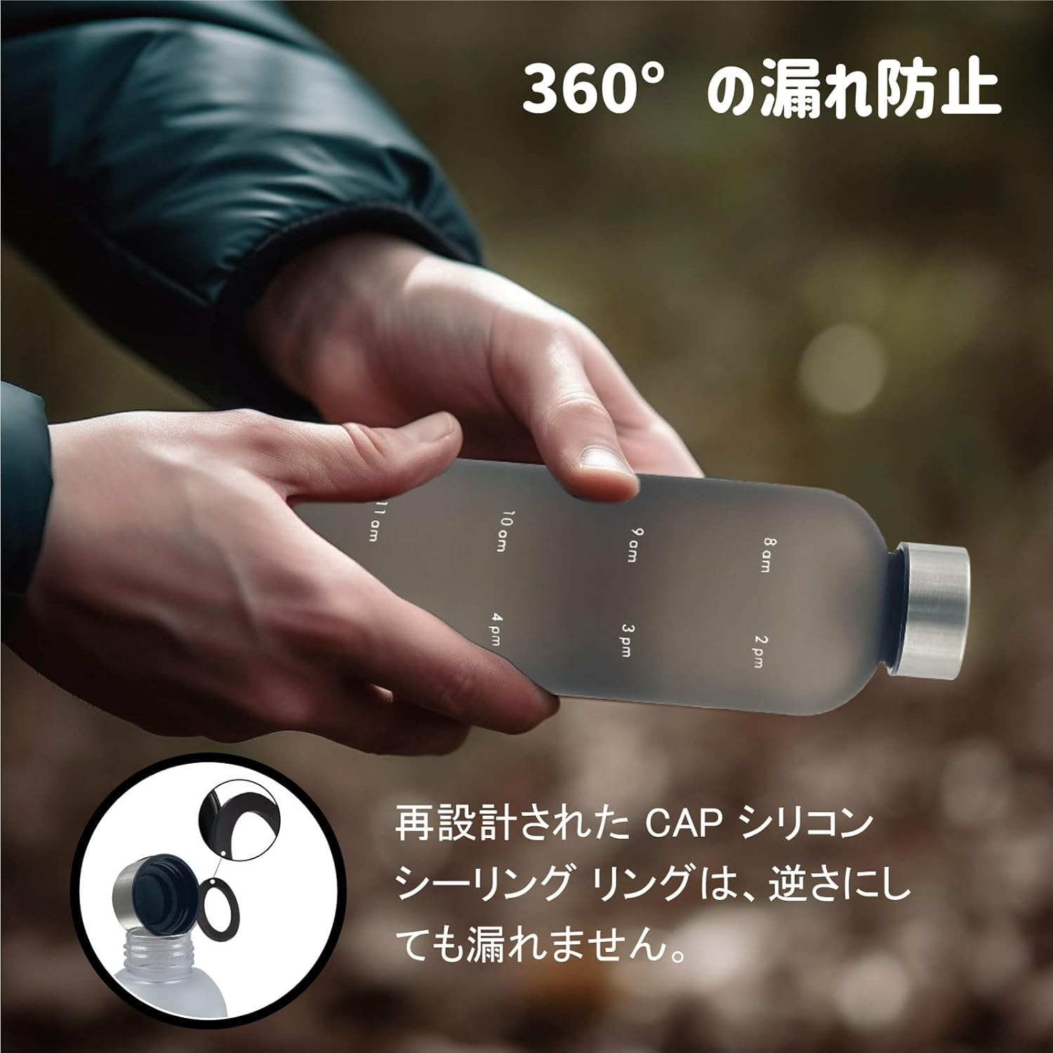 Lightweight Water Bottle Water Bottle 1000Ml with Time Marker Transparent Mint Motivational Measuring Time and Volume BPA Free Frosted Plastic Screw-In Stainless Steel Lid for Gym, Sports