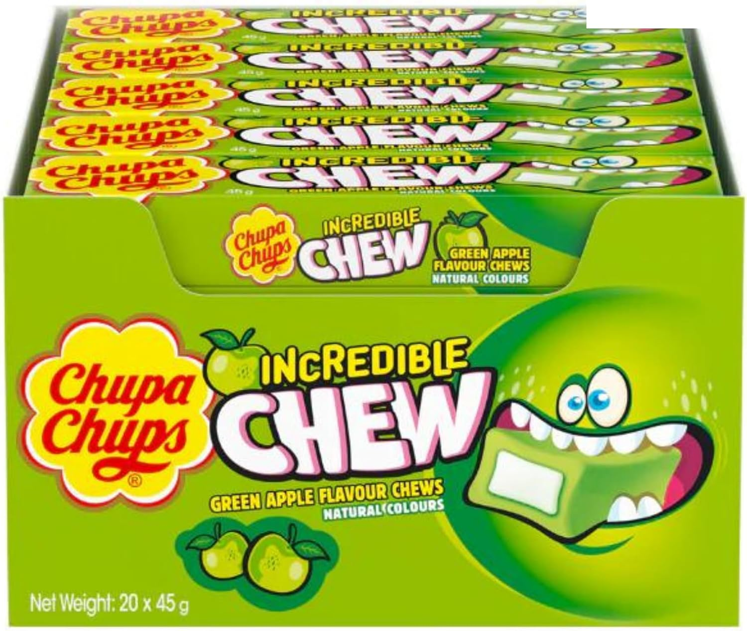 Chupa Chups Green Apple Chew 45 G (Pack of 20)