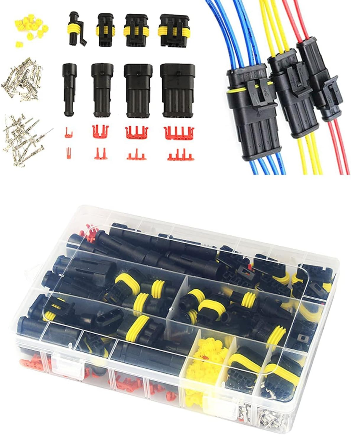 Waterproof Electrical Wire Connector, 352PCS Male and Female Wiring Connectors Kit, Electrical Connectors, for Electrical Connector 1/2/3/4 Pin Connector, for Vehicles & Marine image number 4