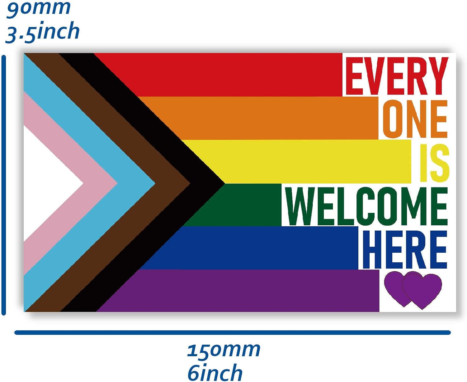 5 PCS Everyone Is Welcome Here Progress Pride Flag Sticker,Lgbtq Rainbow Banner Decal for Car Bumper Window Laptop image number 3