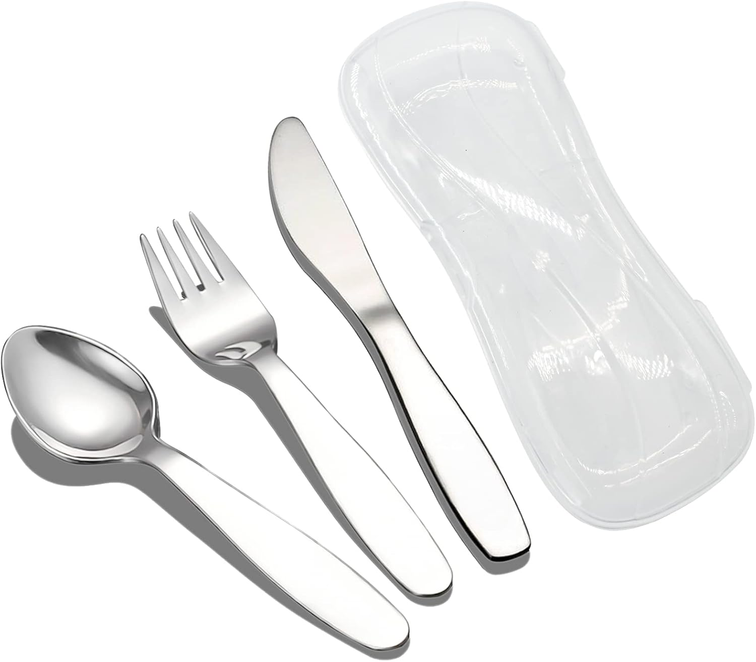 VANRA 2 Pieces Children Fork Spoon Set with Travel Case for Lunch Box, 18/8 Stainless Steel Kids Silverware Flatware Set Kids Utensil Set for School (Fork Spoon) (1 Fork+ 1 Spoon+ 1 Knife) image number 5