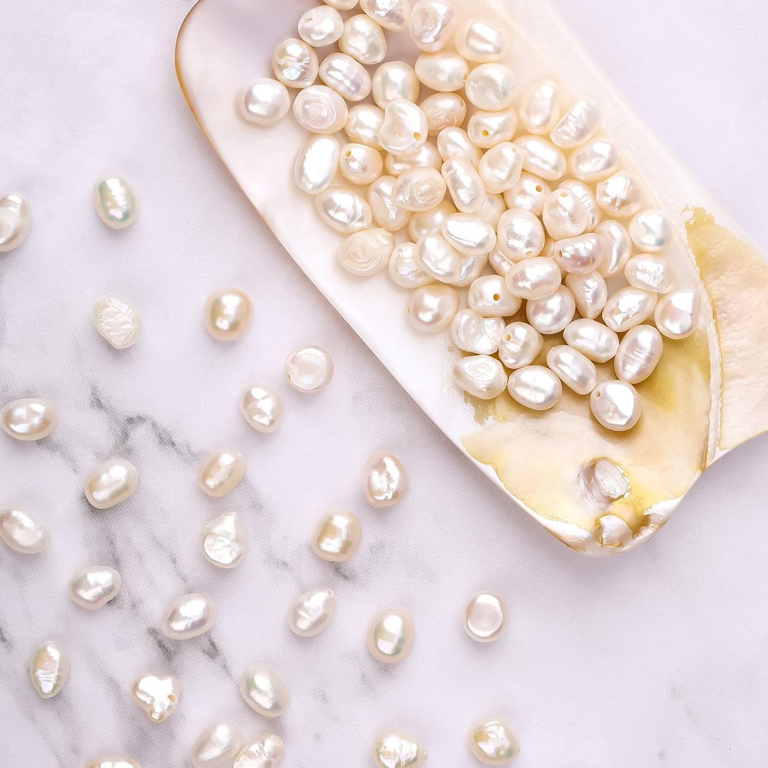 AIEX 2 Strings about 100 PCS 14.2-15.7Inch Natural Pearls Beads, Artificial Freshwater Cultured Pearl Beads Bulk White Spacer Pearl Bead for DIY Craft Bracelet Earring Jewelry Making image number 1