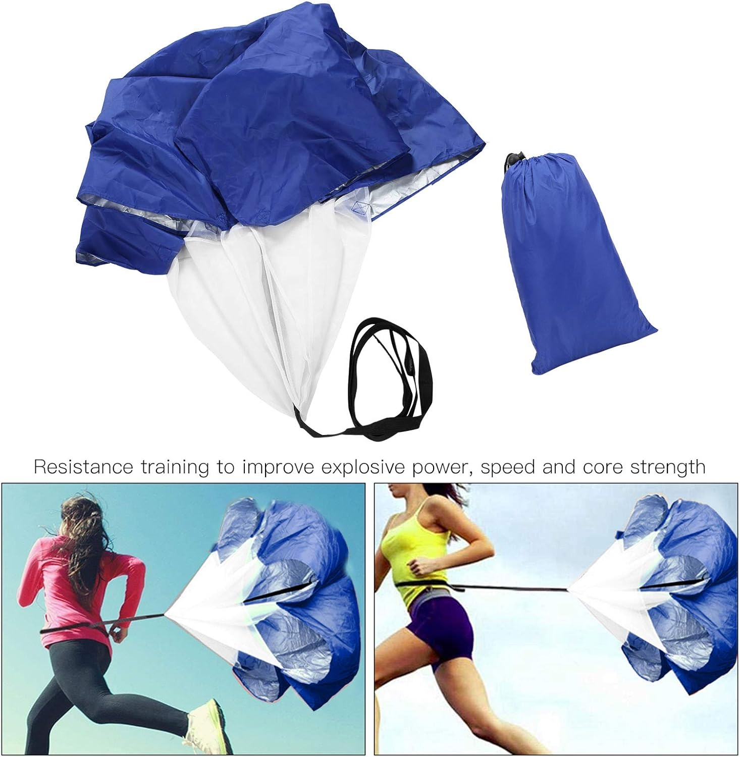 Training Parachute, Carry Bag Running Speed Parachute with Tunable Strap, Chute Resistance for Kids Youth and Adults
