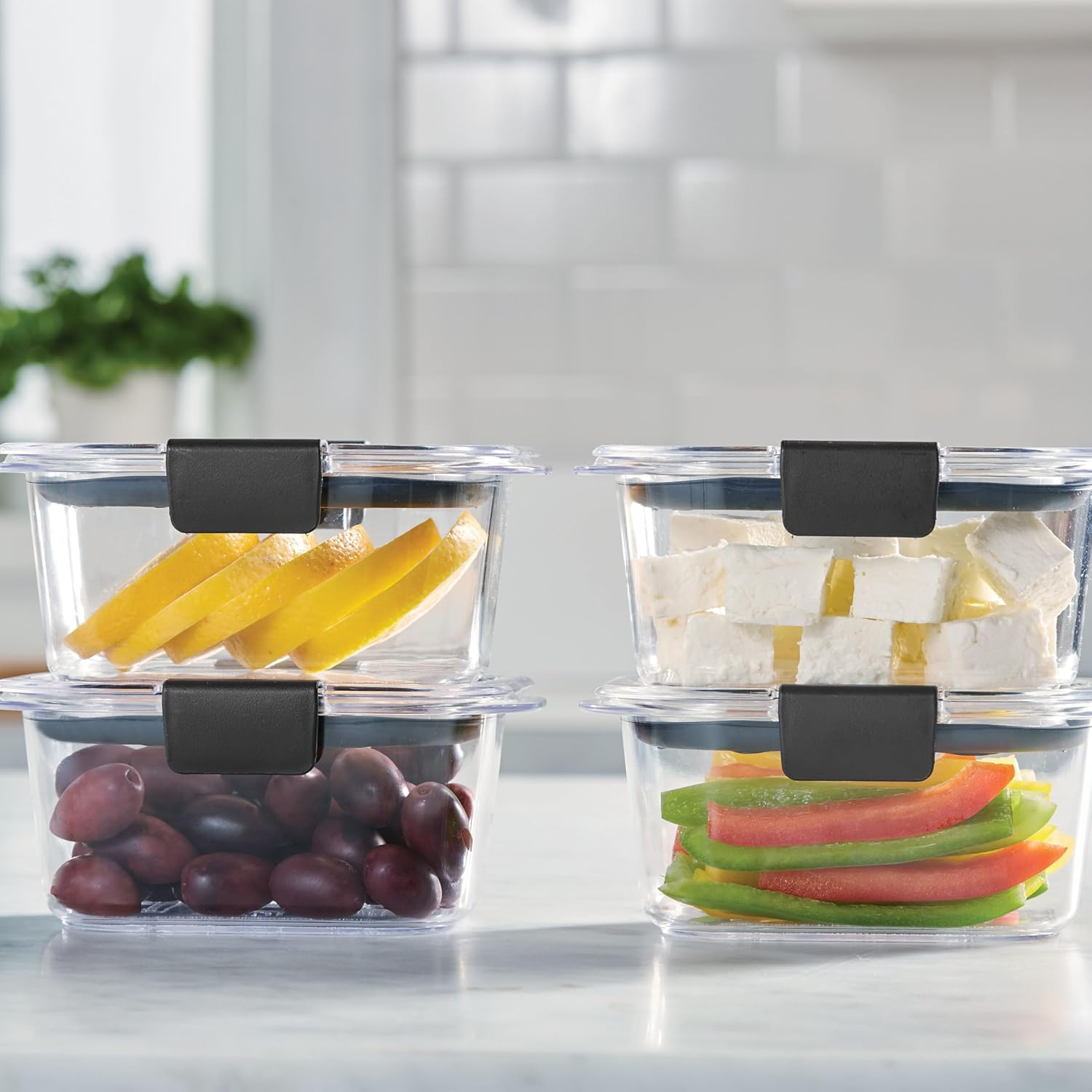 Rubbermaid Brilliance BPA Free Airtight Food Storage Containers with Lids, Set of 4 (4.7 Cup) Ideal for Lunch, Meal Prep, and Leftovers image number 5