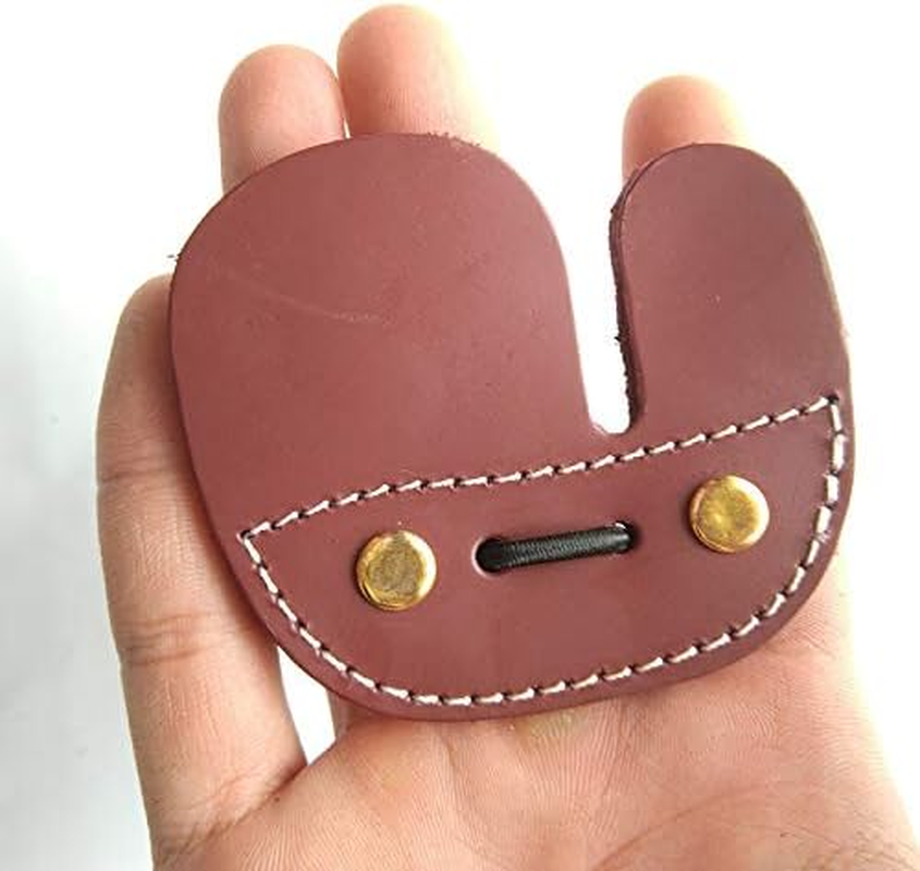 Cow Leather Archery Finger Tab Long Bow Hand Protector for Right Hand Brown image number 1