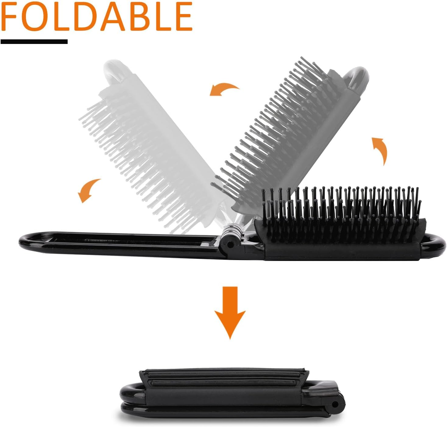 Travel Hair Brush with Mirror, 2 Pack Folding Wet Hairbrush, Travel Size Massage Comb, Compact Foldable Pocket Brush, Hair Styling Tools for Women and Men image number 2