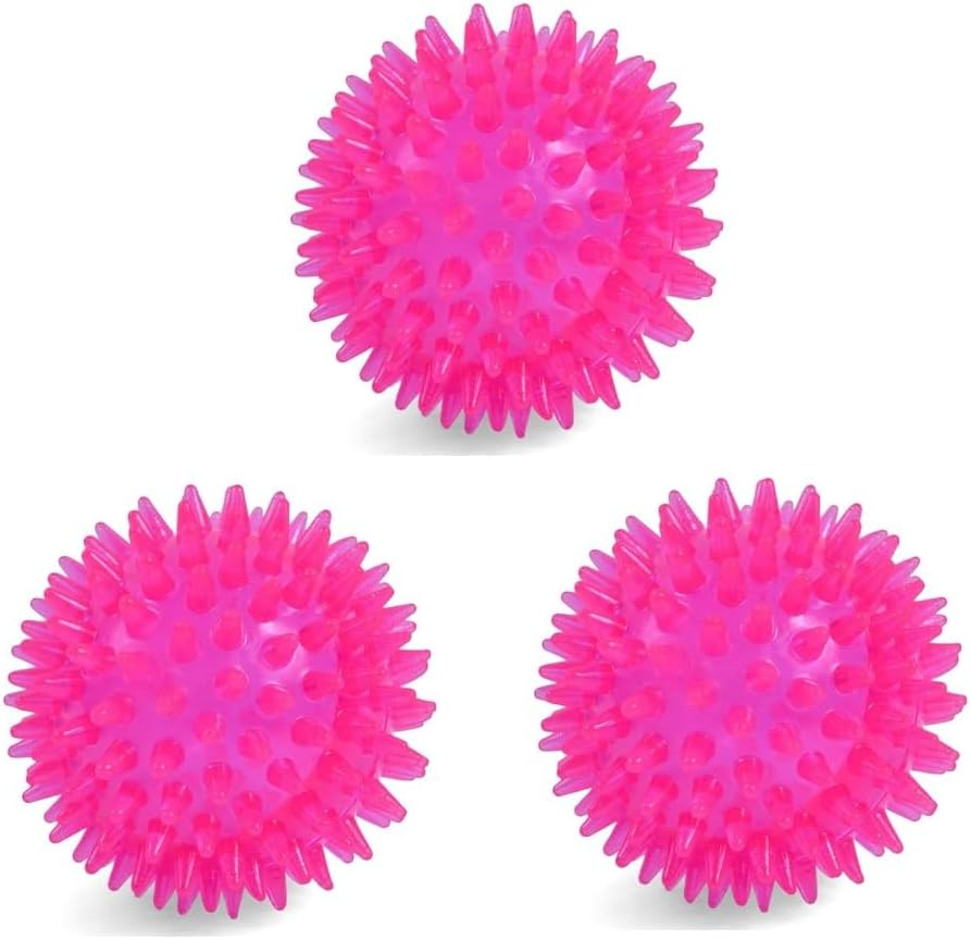 Small Dog 3 Space Ball Pack - Designed for Small Dogs - Bright Colour - Non-Toxic, Chewable, Bouncy, Buoyant, Durable - Perfect Toy to Give Your Dog Exercise and Engage Their Motor Skills (Pink)